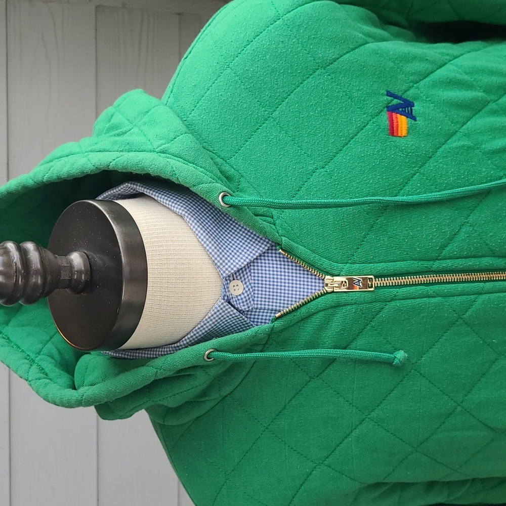 AVIATOR NATION Logo Green Quilted Mens XL Full Zip Hoodie Sweatshirt Jacket‎ - Picture 2 of 8